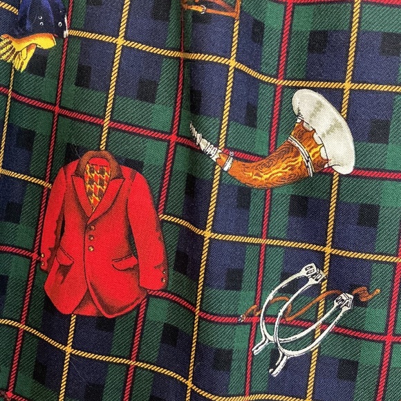 Handmade Skirt Womens Large Green Blue Plaid Straight Pencil Equestrian Preppy - Picture 10 of 12